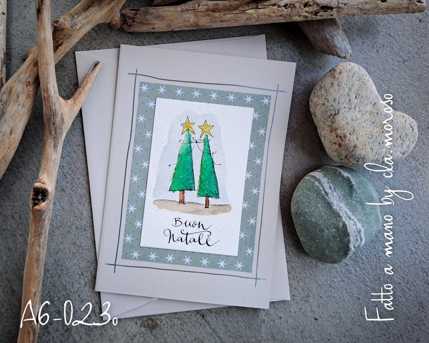 Biglietti Natale con coppia di alberi