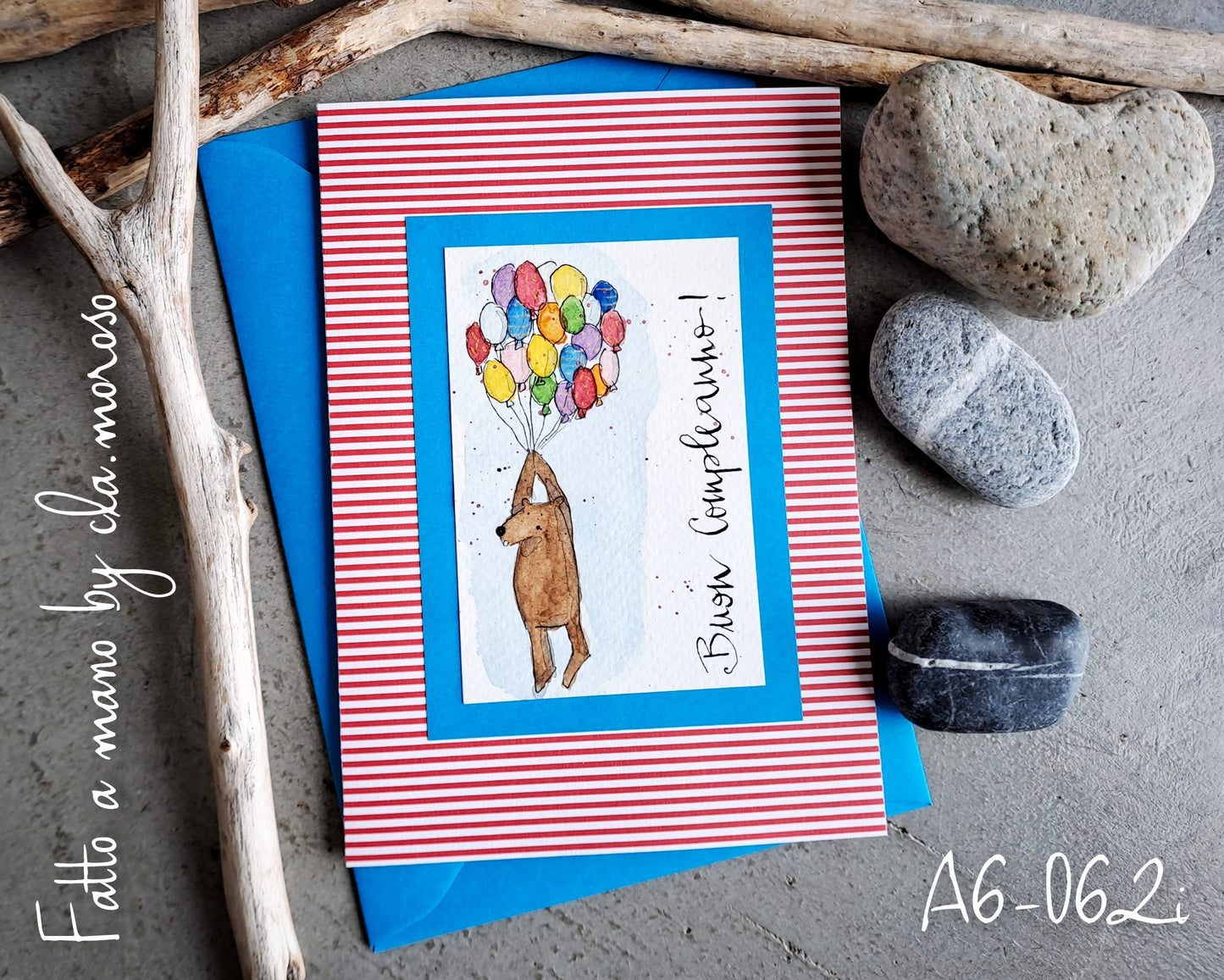 Biglietto compleanno con orso (A6-062i)