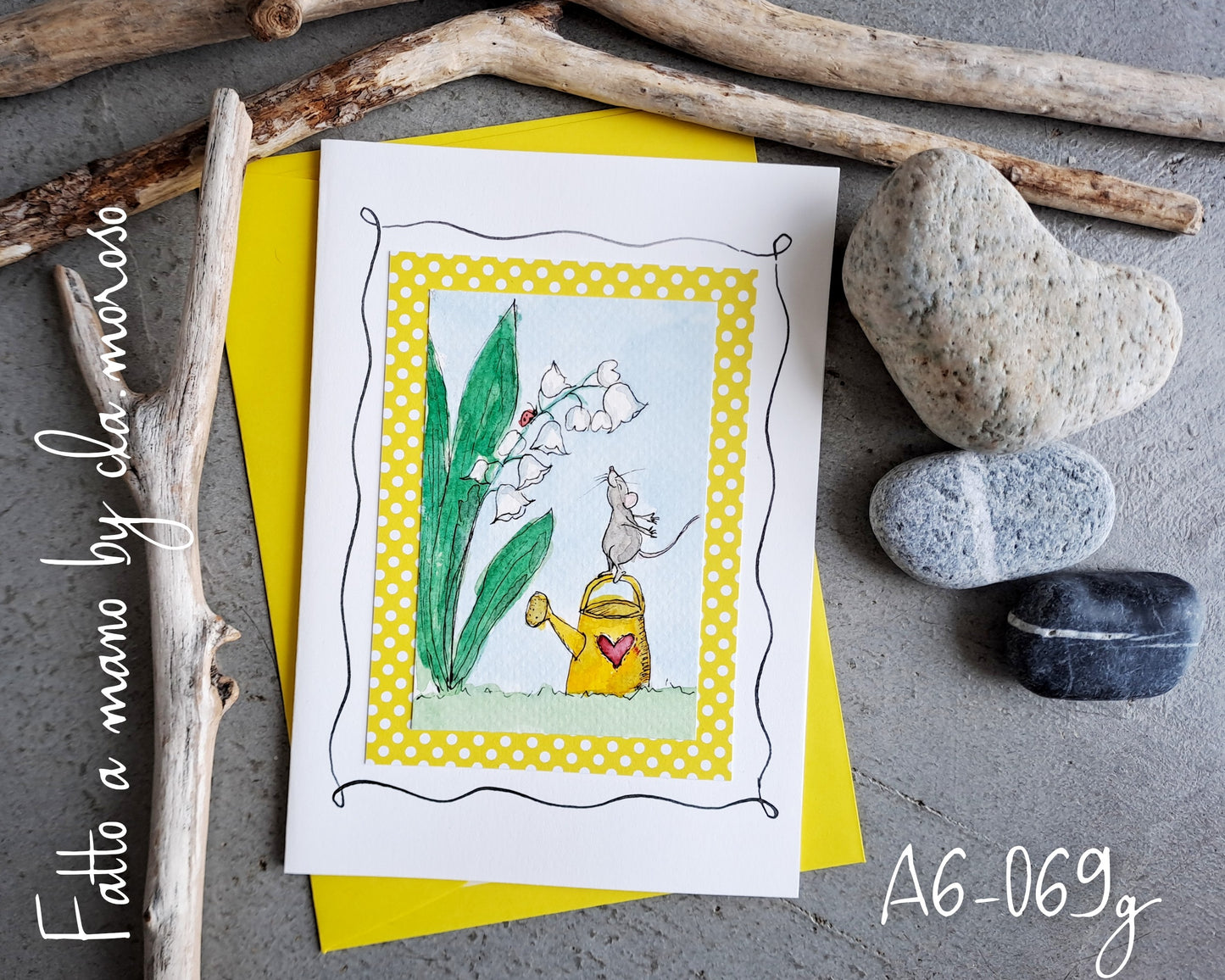 Biglietto con mughetto (A6-069g)