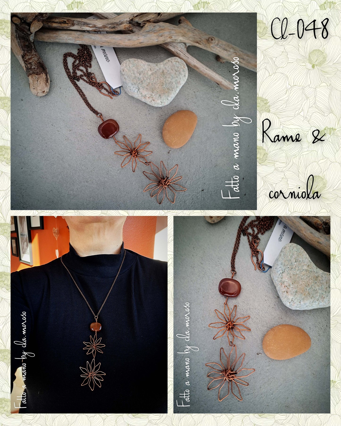 Collana in rame con pietra (cl-048)