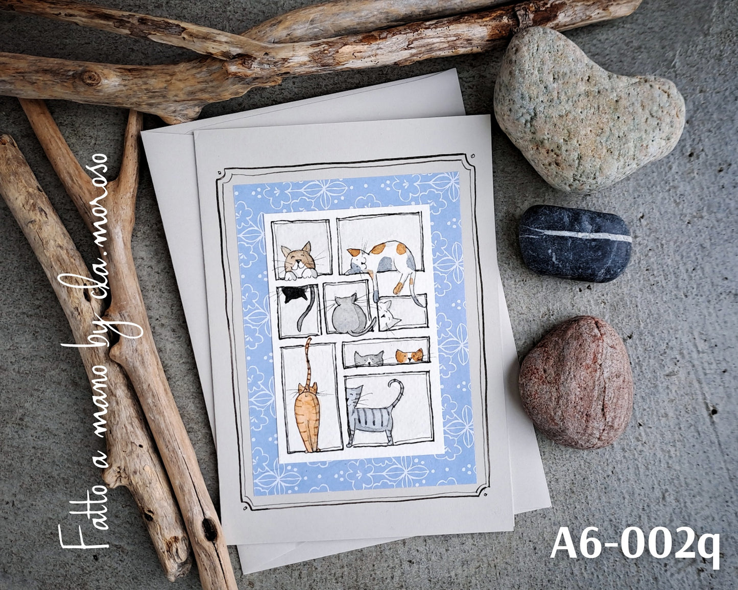 Biglietto tema gatto (A6-002q)