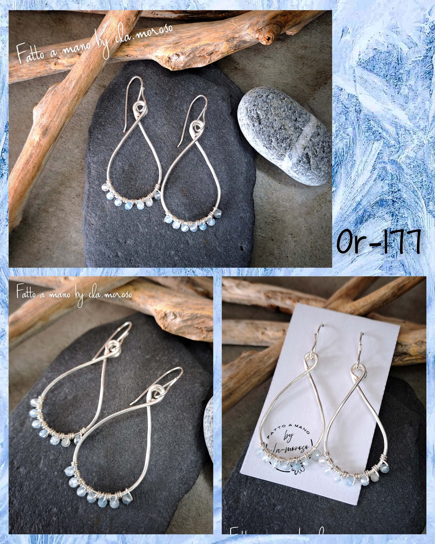 Orecchini a goccia in rame argentato