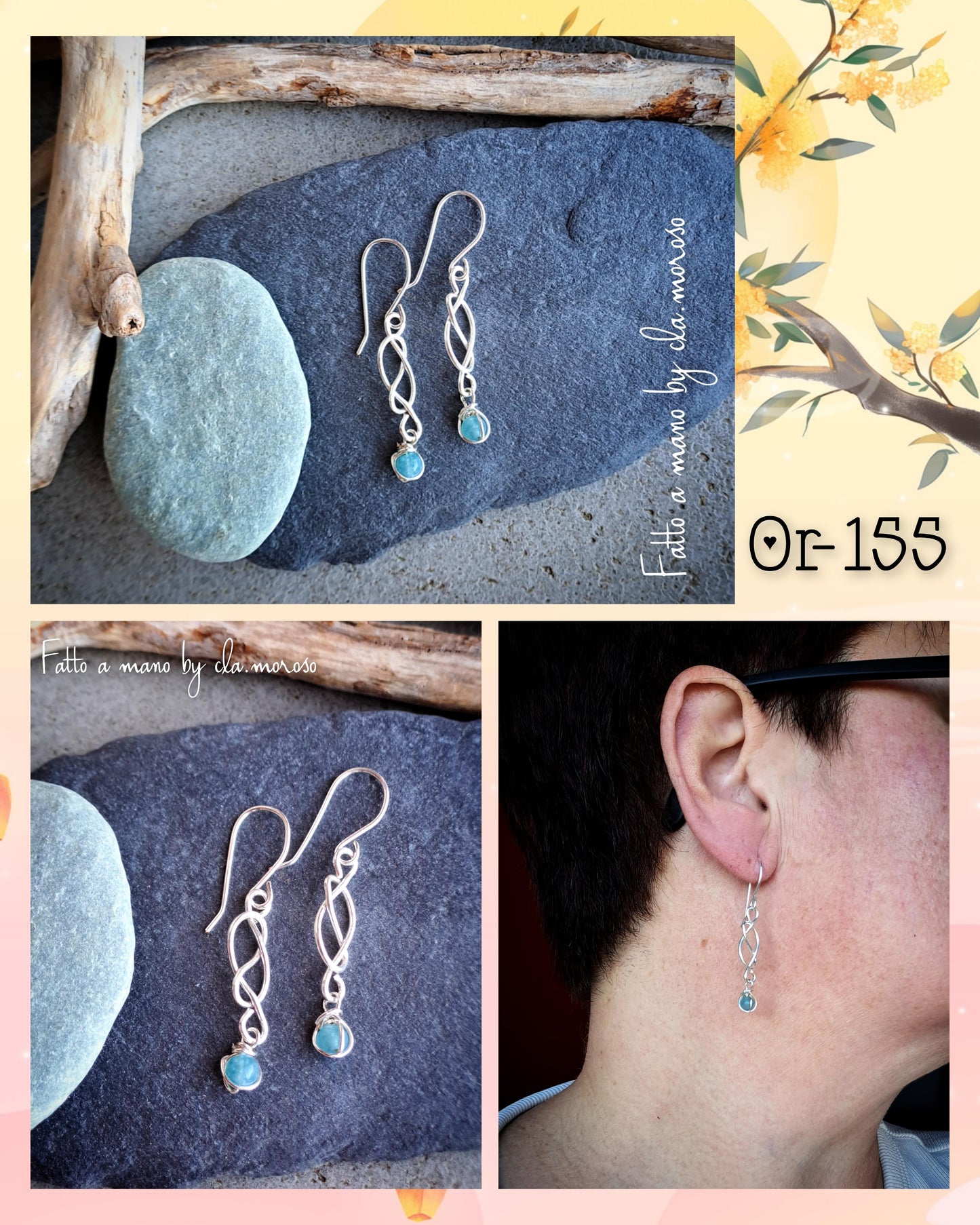 Orecchini celtici con pietra or-155