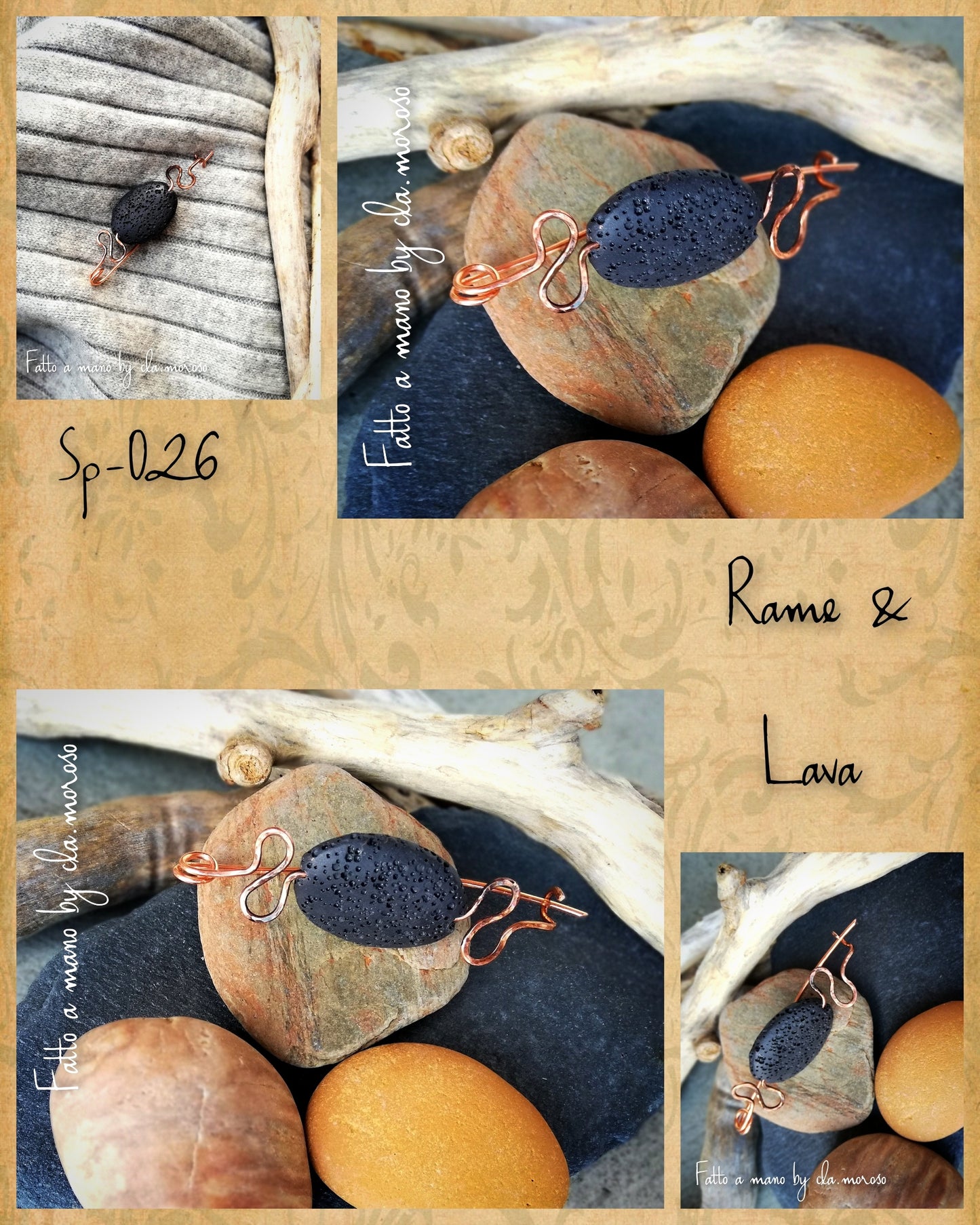 Spilla in rame e lava sp-026