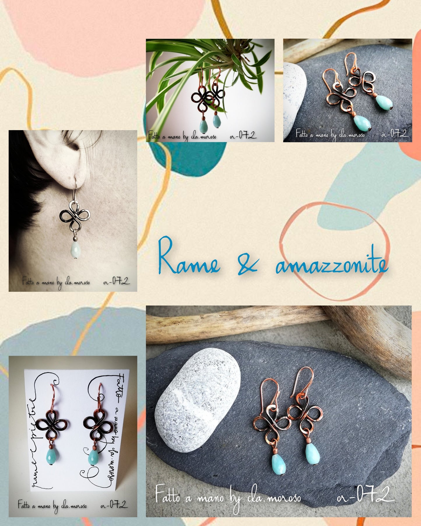 Orecchini celtici rame&amazzonite or-072