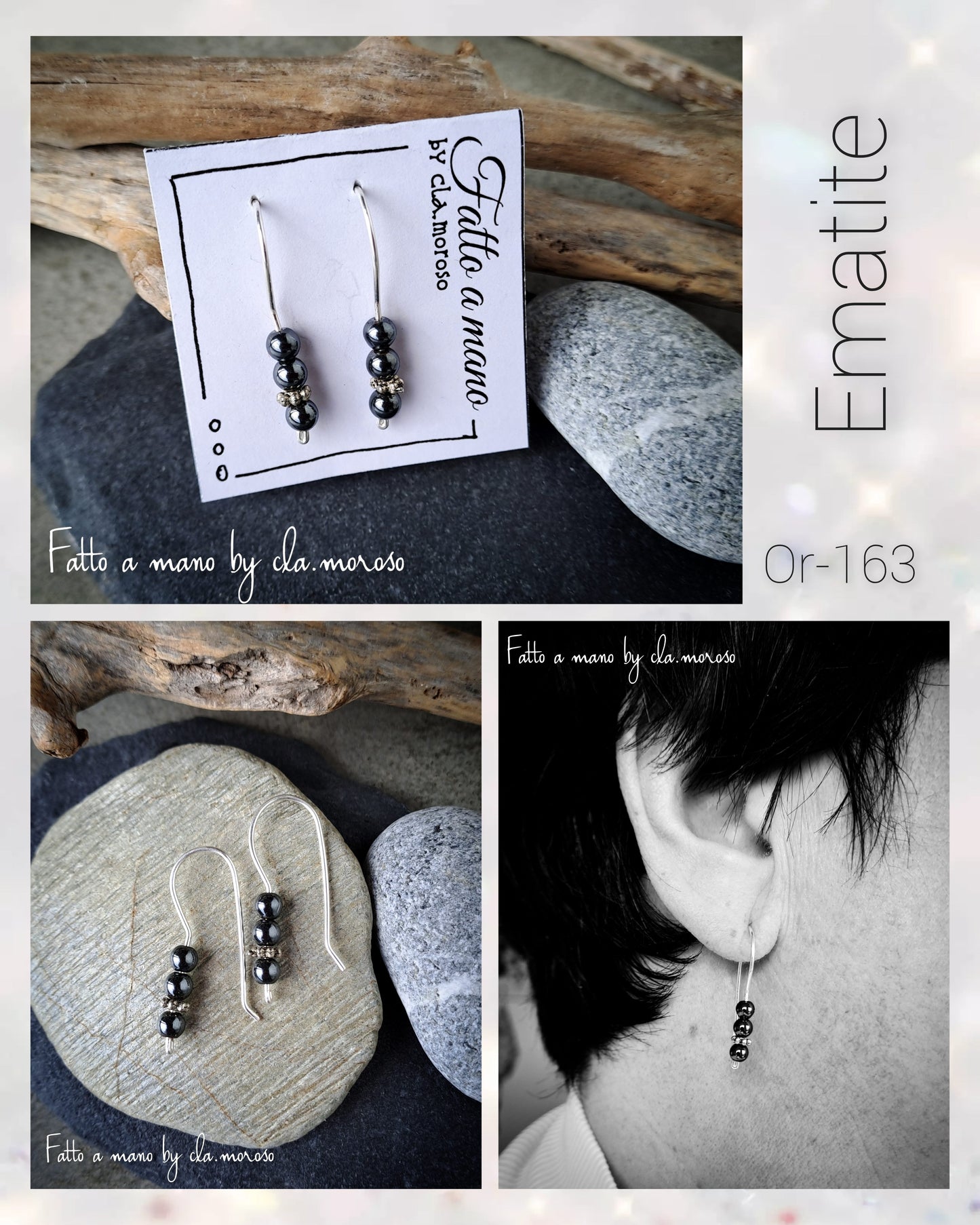 Orecchini minimal in Ematite or-163