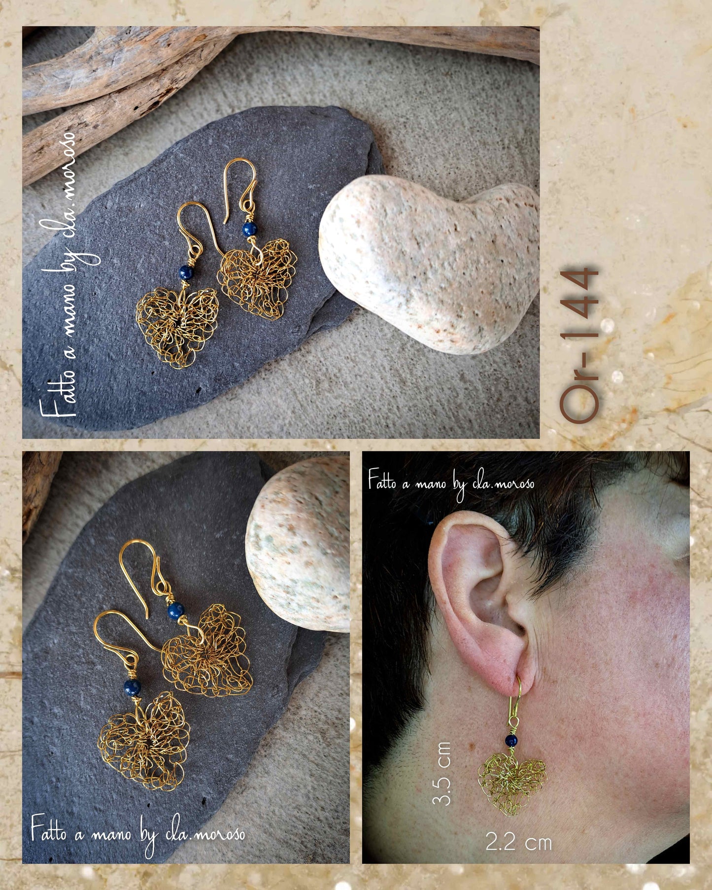 Orecchini uncinetto cuore in ottone or-144