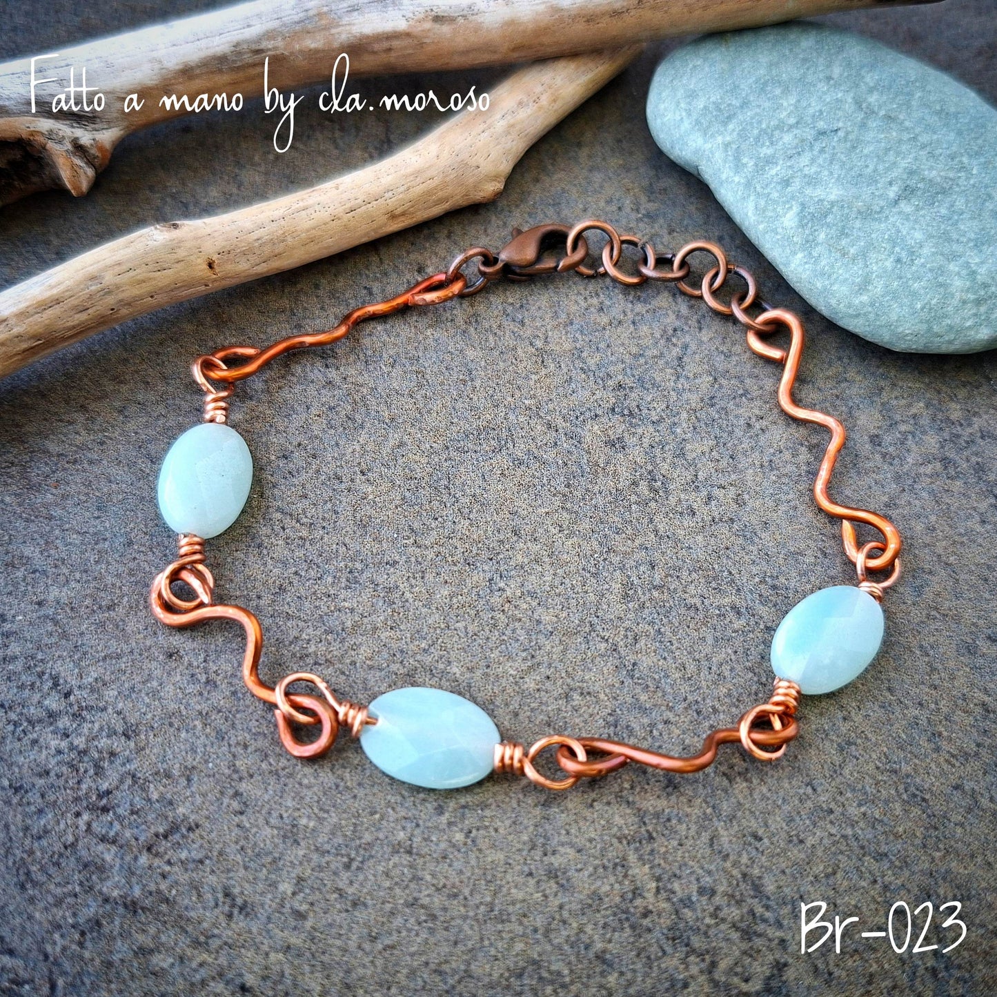 Braccialetto in rame e amazzonite Br-023