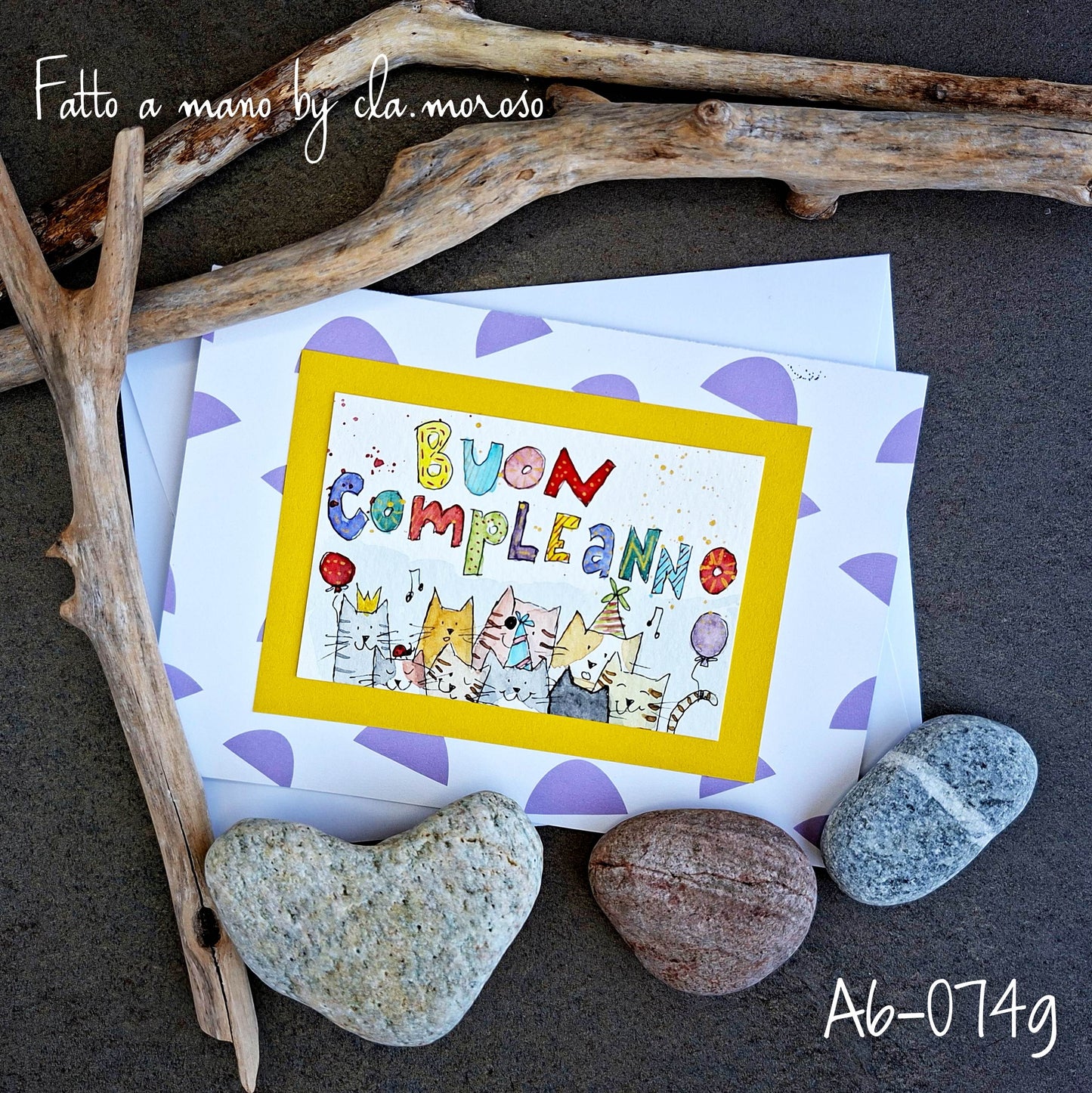 Biglietto compleanno con gatti A6-074g