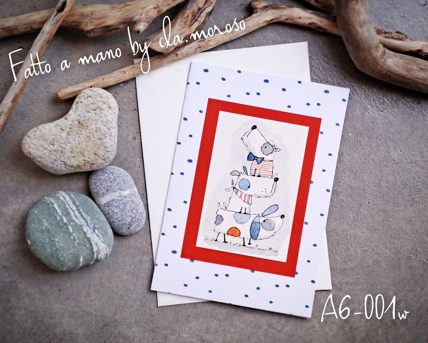 Biglietto con cani (A6-001w)