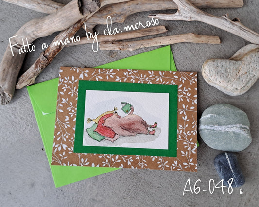 Biglietto con orso&libri (A6-048e)