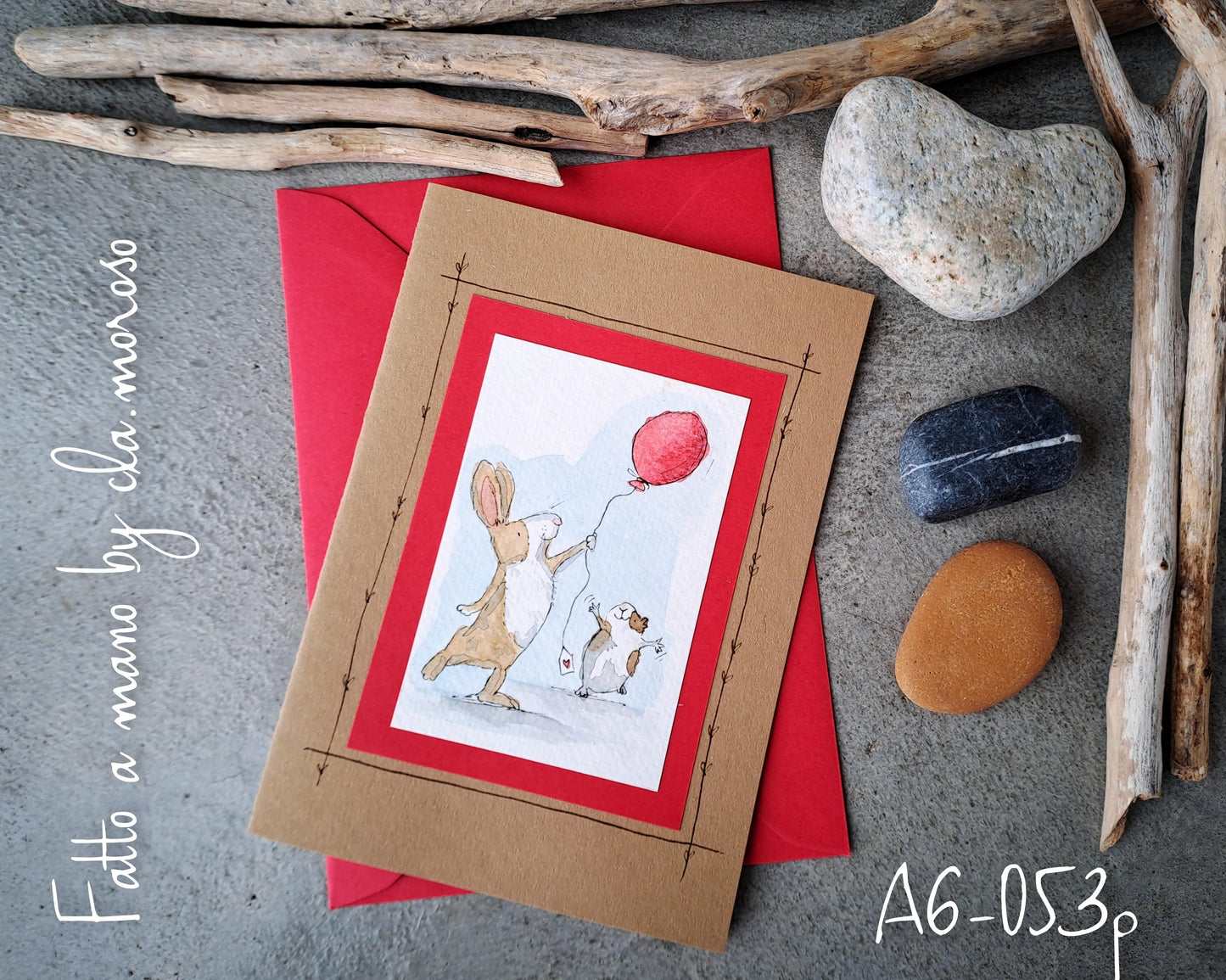 Biglietto con animali palloncino (A6-053p)