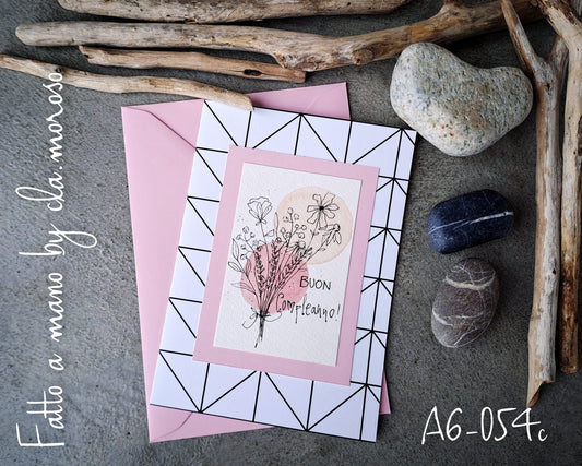Biglietto compleanno & fiori (A6-054c)