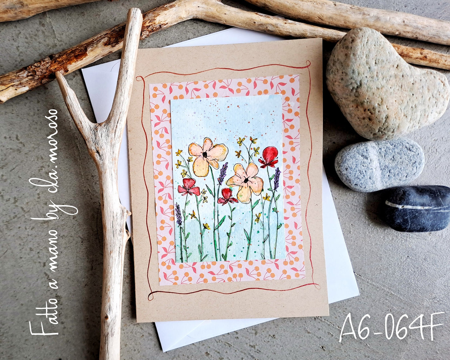 Biglietto con Fiori (A6-064F)