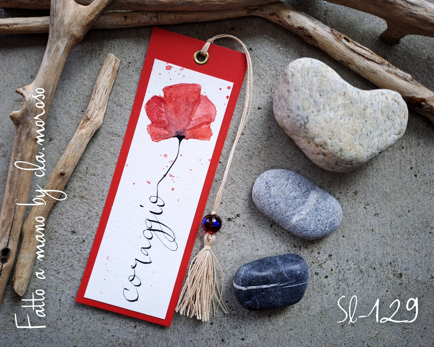 Segnalibri rosso "coraggio"