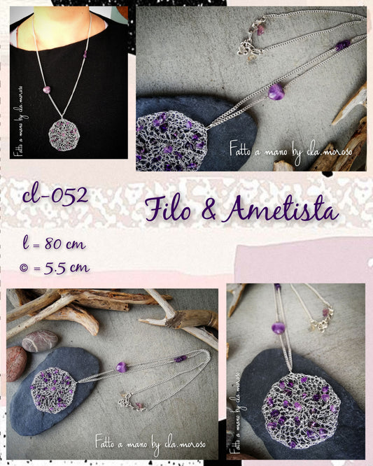 Collana color argento e ametista (cl-052)