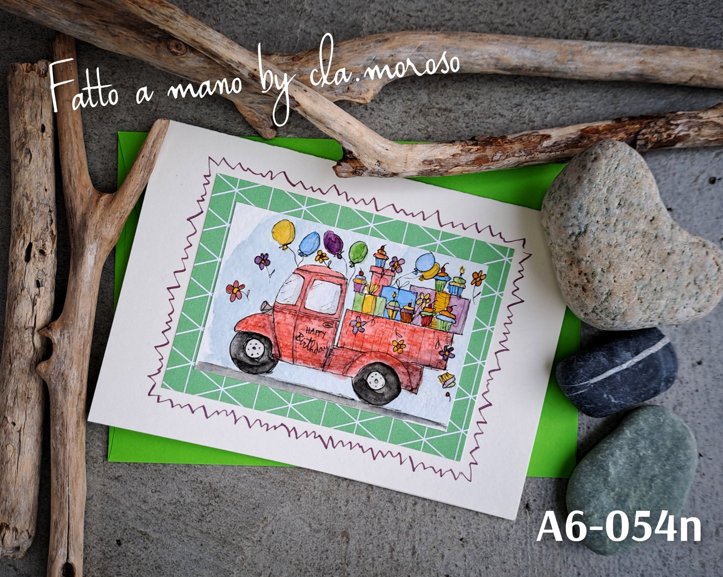 Biglietto compleanno con Ape(A6-054n)