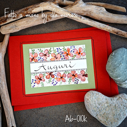 Biglietto compleanno & fiori A6-010k