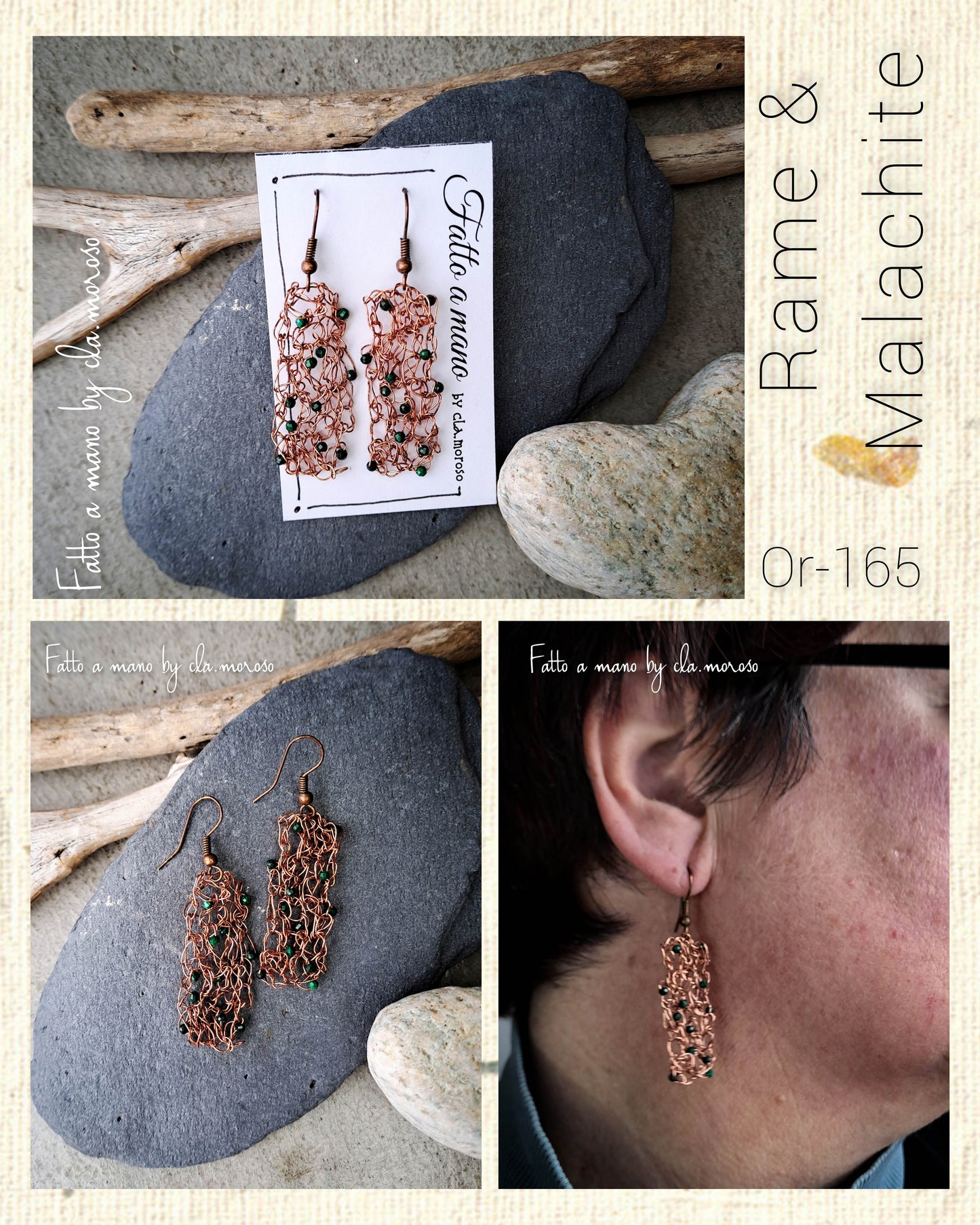 Orecchini rettangolari in rame