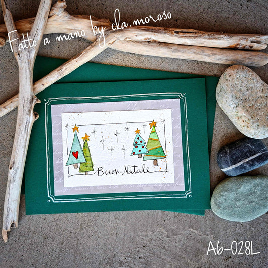 Biglietto Natale con Alberi di Natale