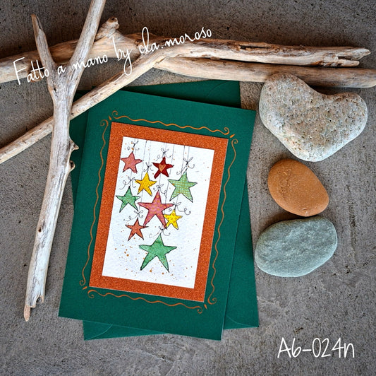 Biglietto Natale stelle pendenti