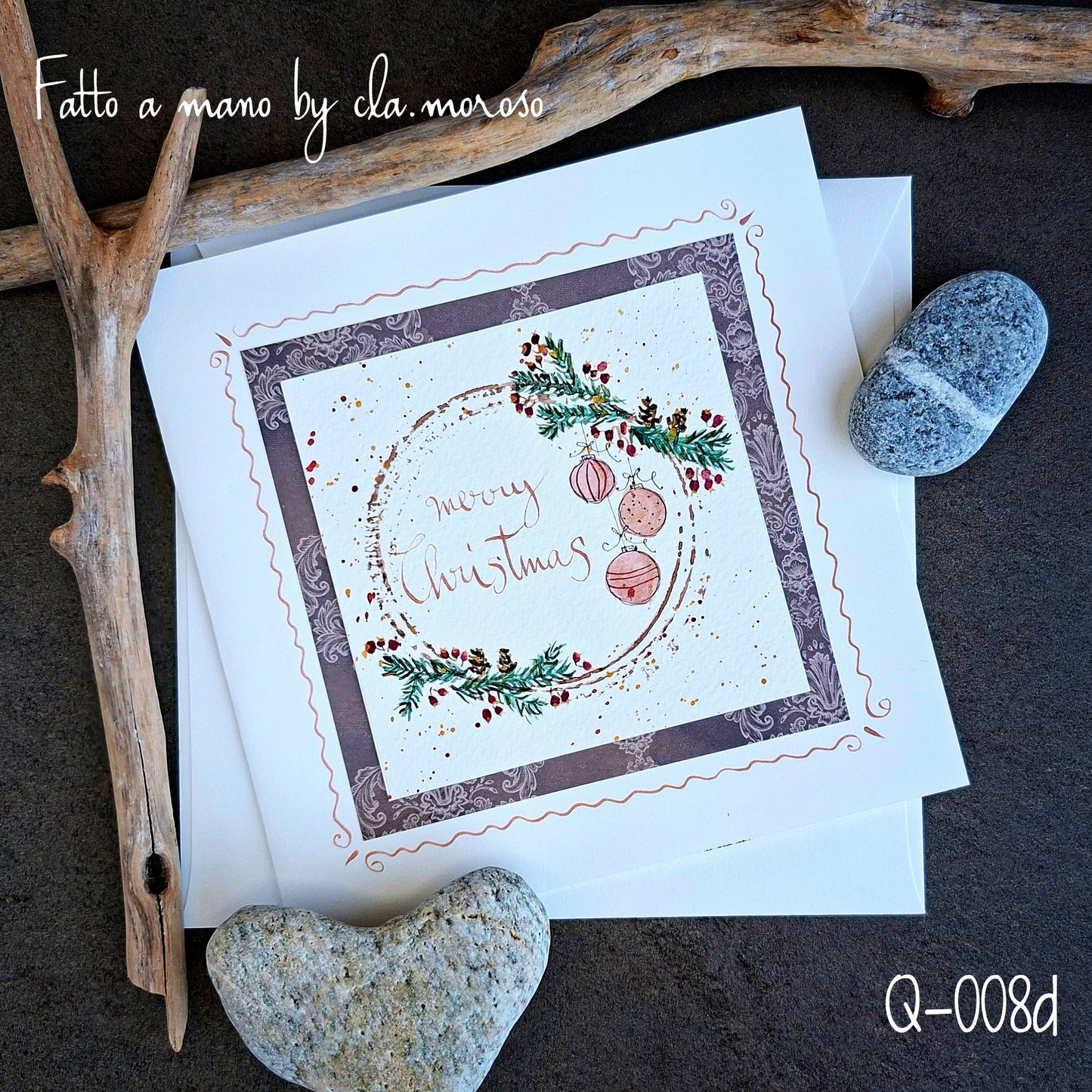 Biglietti Natale con Corona Q-008d
