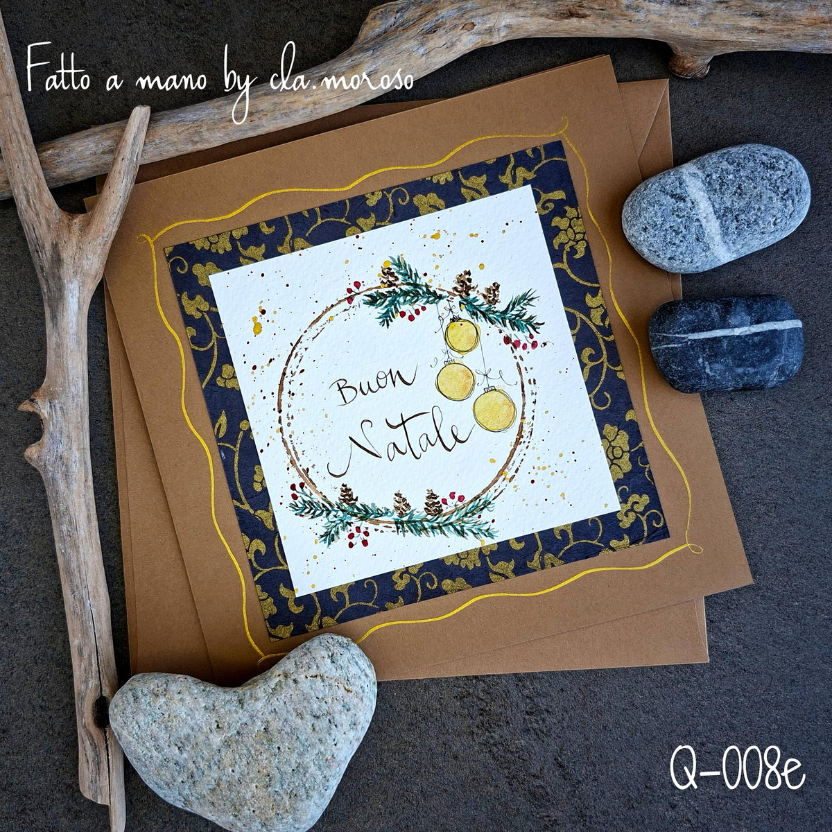Biglietti Natale con Corona Q-008e