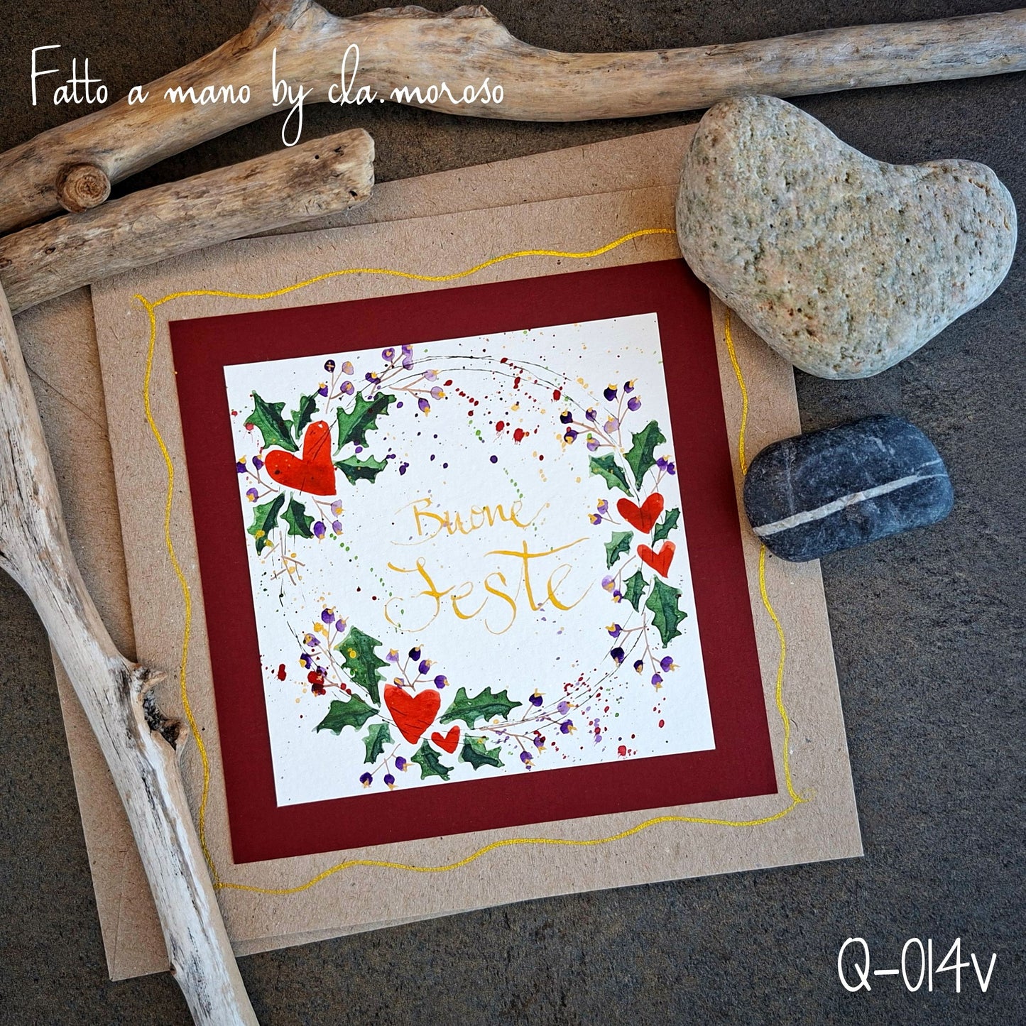 Biglietti Natale con Corona Q-014v