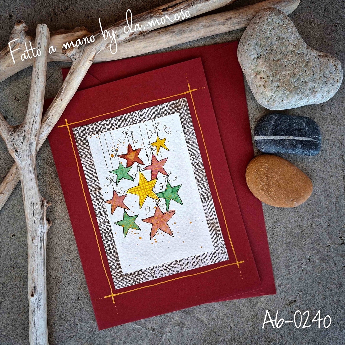 Biglietto Natale stelle pendenti