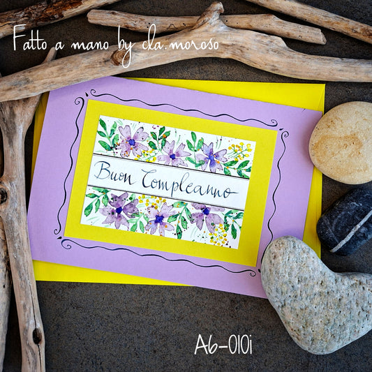 Biglietto compleanno & fiori A6-010i