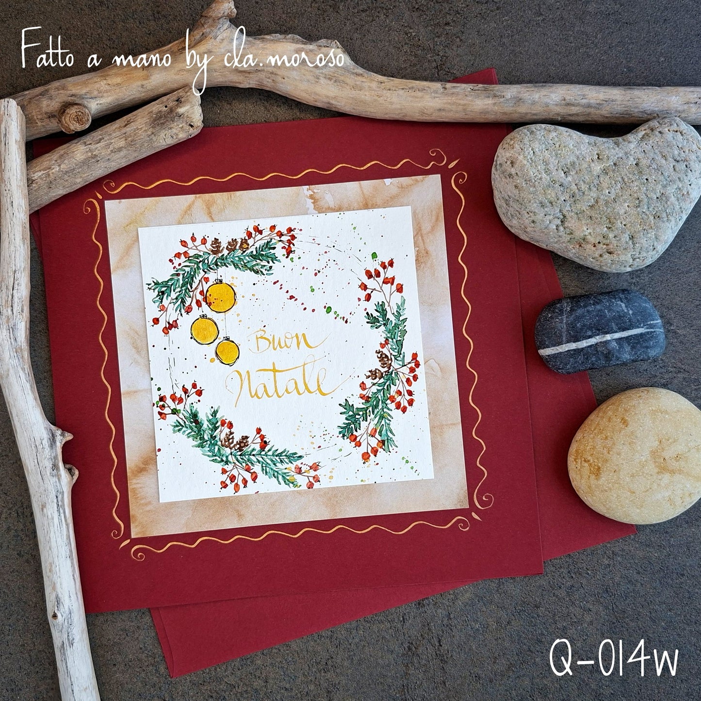 Biglietti Natale con Corona Q-014w