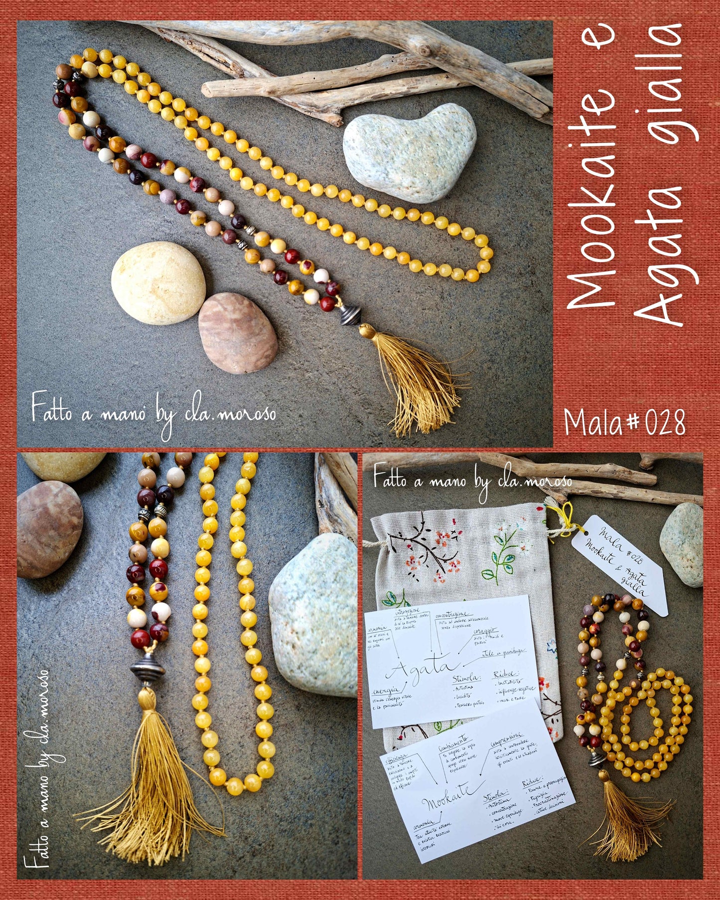 Mala#028 Mookaite e  Agata gialla