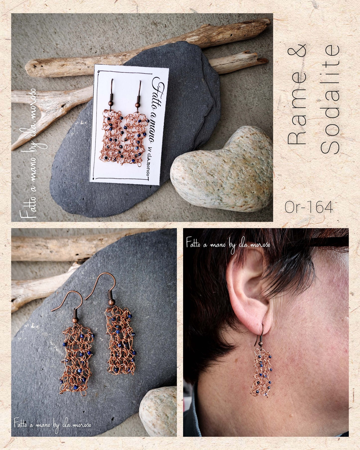 Orecchini rettangolari in rame