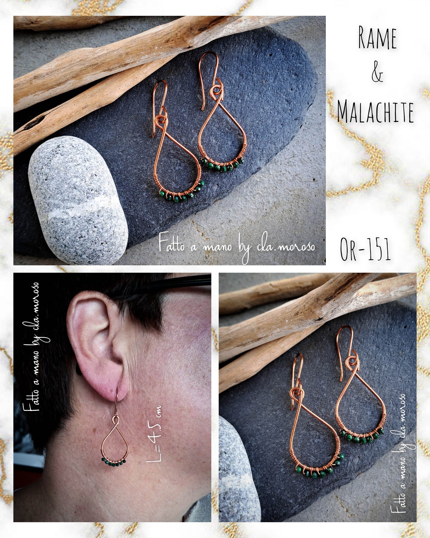 Orecchini a goccia in rame