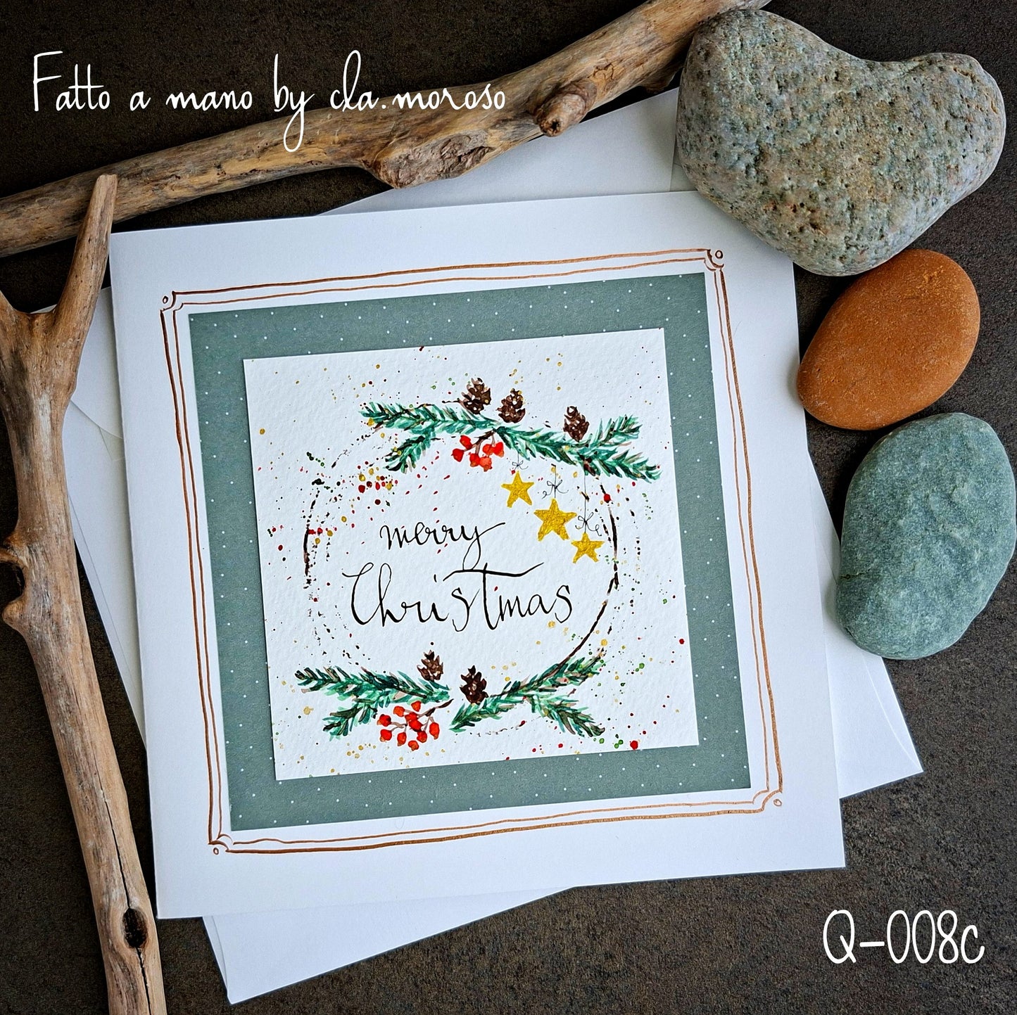 Biglietti Natale con Corona Q-008c