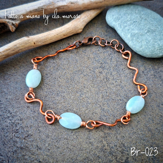 Braccialetto in rame e amazzonite Br-023