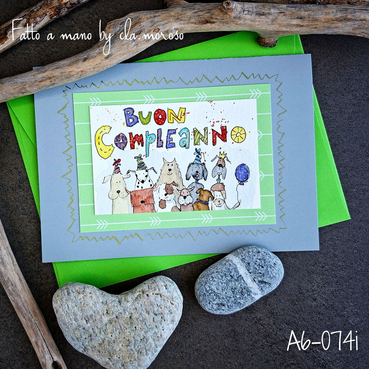 Biglietto compleanno con cani A6-074i