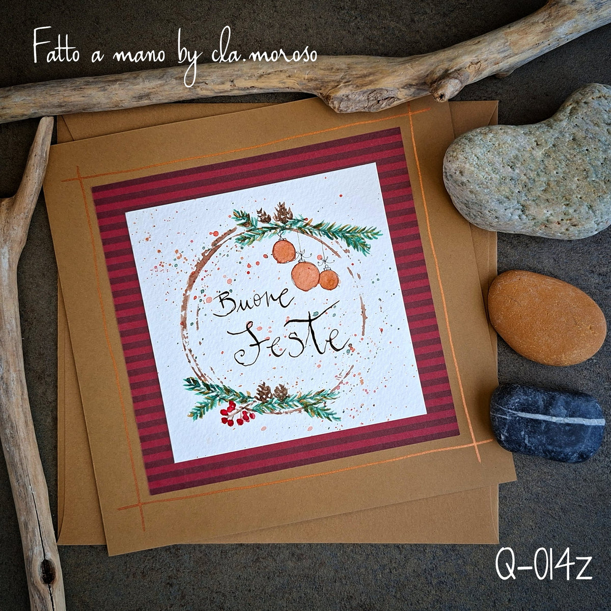 Biglietti Natale con Corona Q-014z