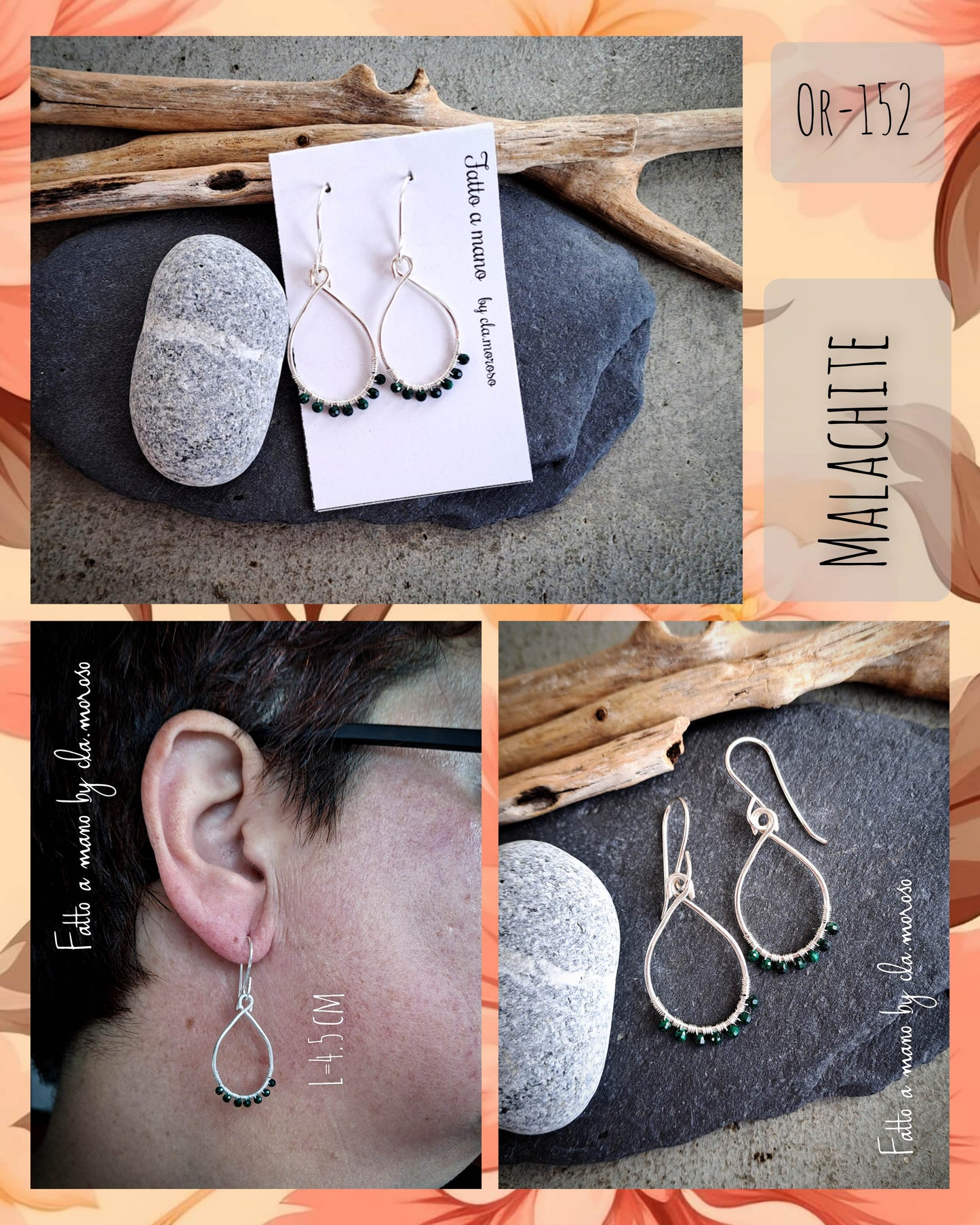 Orecchini a goccia in rame argentato