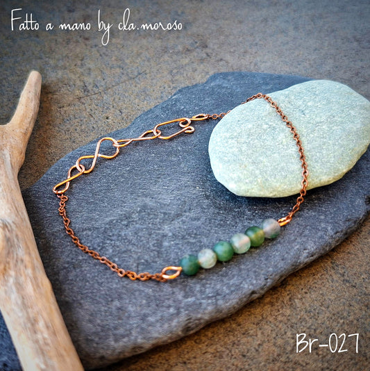 Braccialetto minimal con agata muschiata br-027