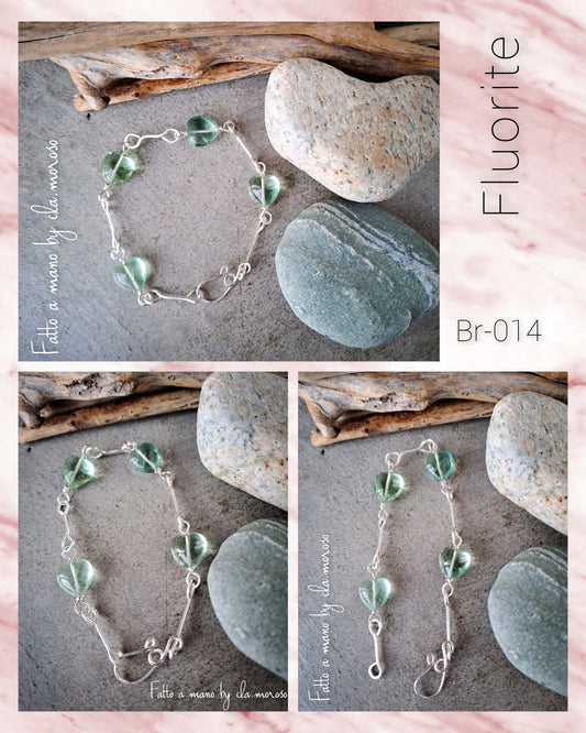 Braccialetto in rame argentato e fluorite Br-014