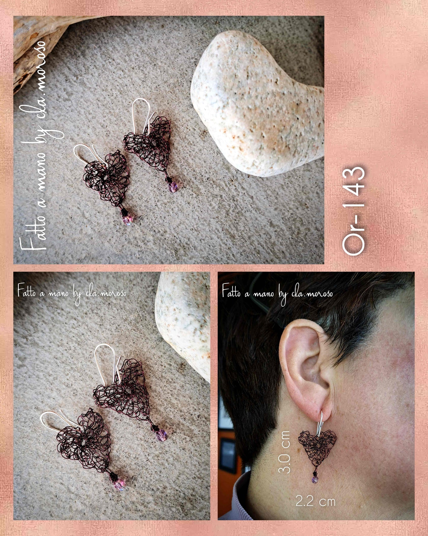 Orecchini uncinetto fiori, cuori, stelle