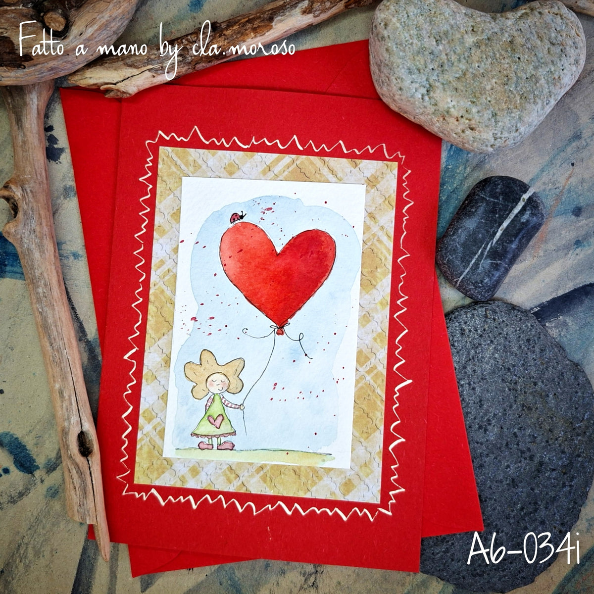 Biglietto con bimba e cuore A6-034i