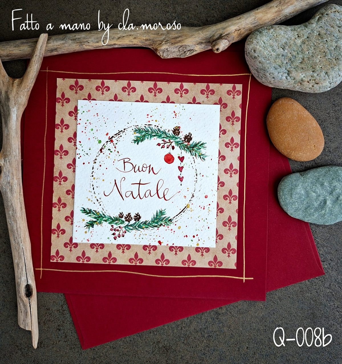 Biglietti Natale con Corona Q-008b