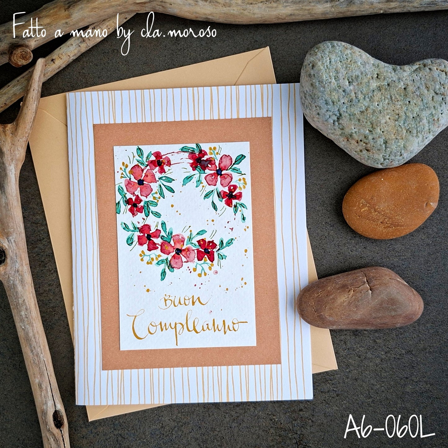 Biglietto compleanno con corona di fiori A6-060l