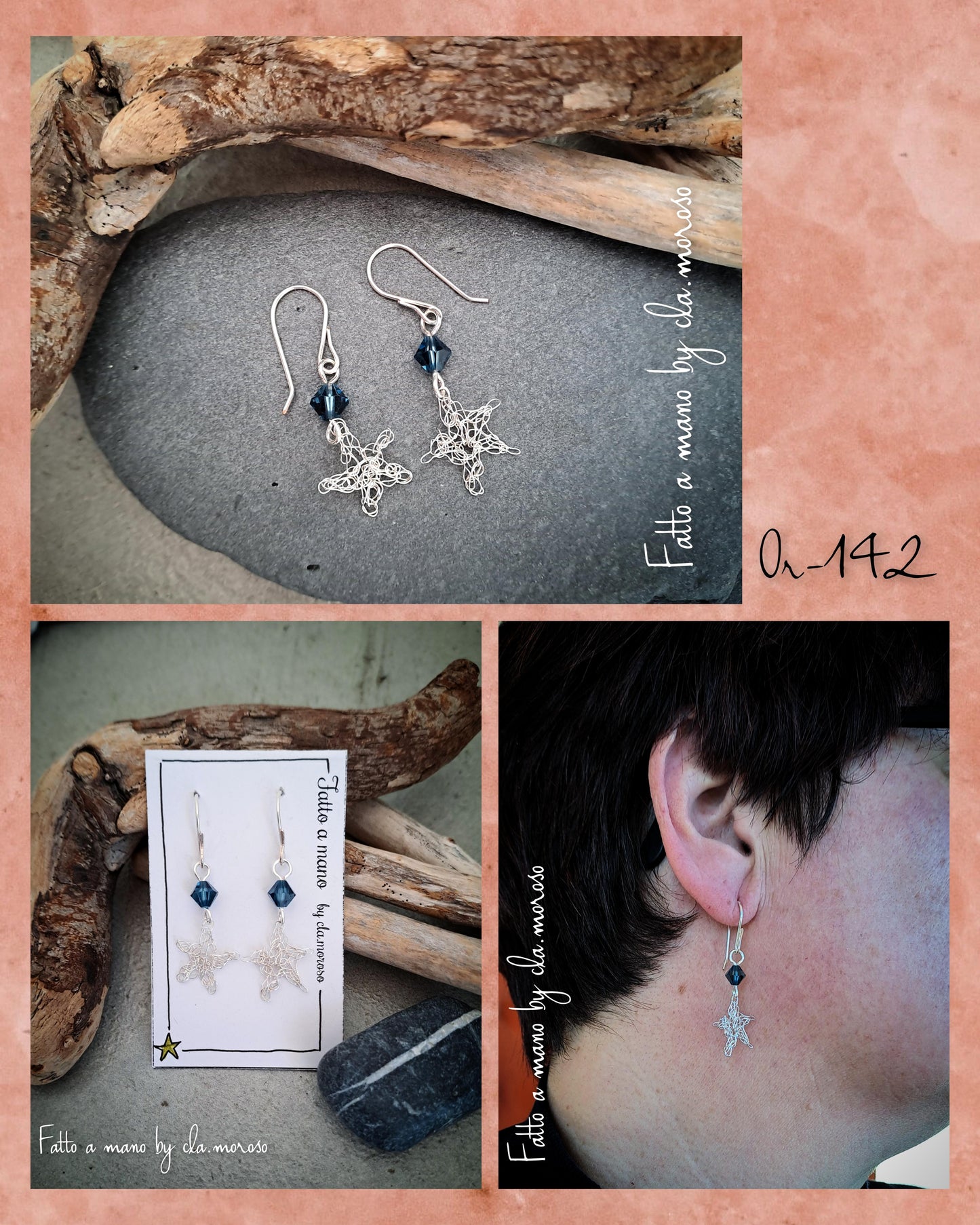 Orecchini uncinetto fiori, cuori, stelle