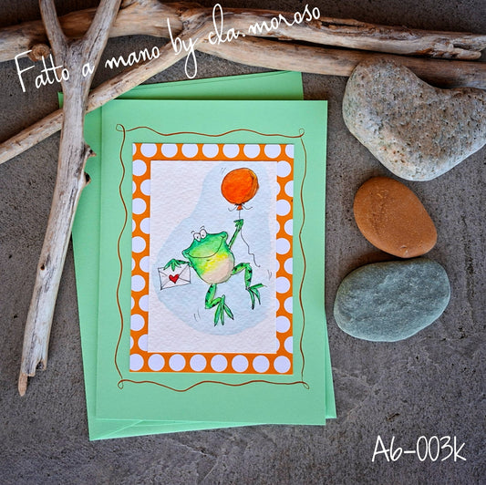 Biglietto auguri con rana (A6-003k)